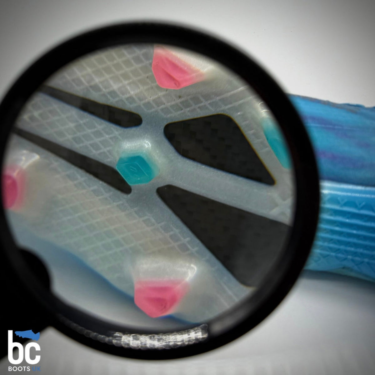 Close-up shot of the customised studs on Lionel Messi's match-worn boots | BC Boots UK